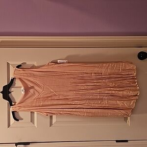 Peach, pleated dress